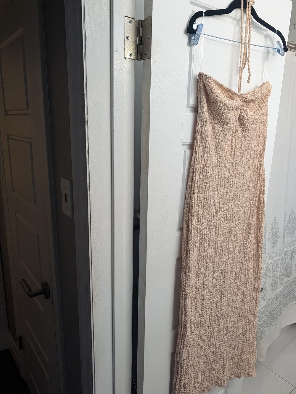 See You Monday Strapless Maxi Dress Size Large in Light Beige
